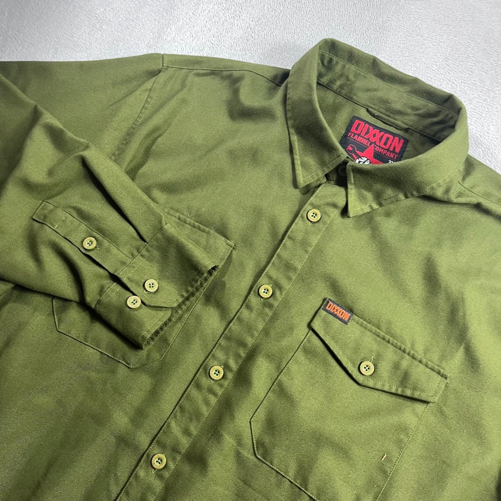 Dixxon Flannel Company Mens 3X Olive Green Long Sleeve Button Up Work Shirt